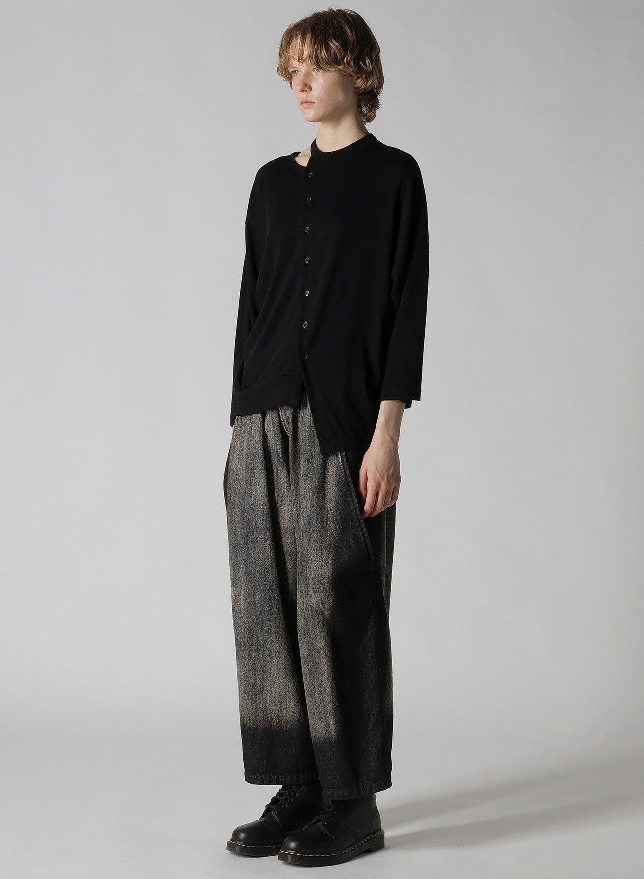 SOFT GAUZE JERSEY ASYMMETRIC DRAPE CARDIGAN