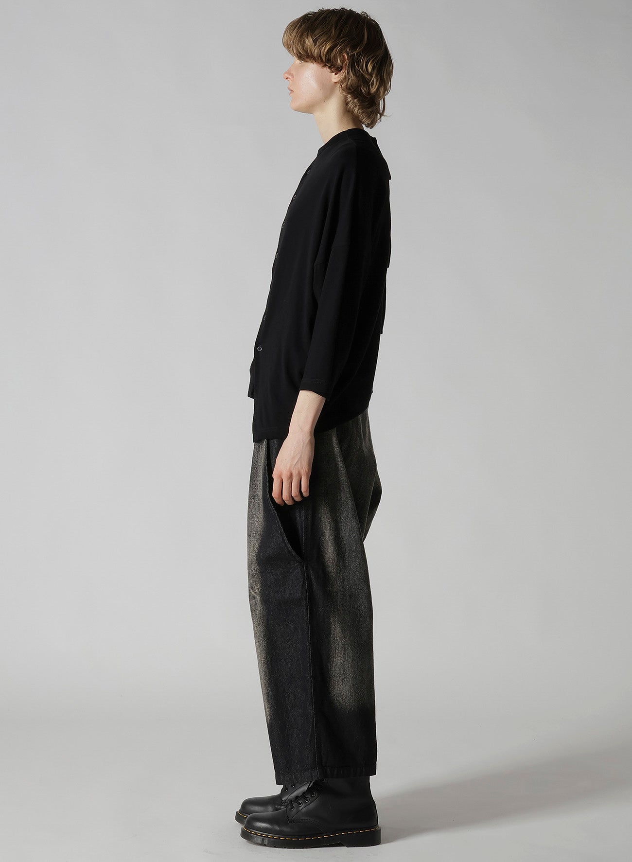SOFT GAUZE JERSEY ASYMMETRIC DRAPE CARDIGAN