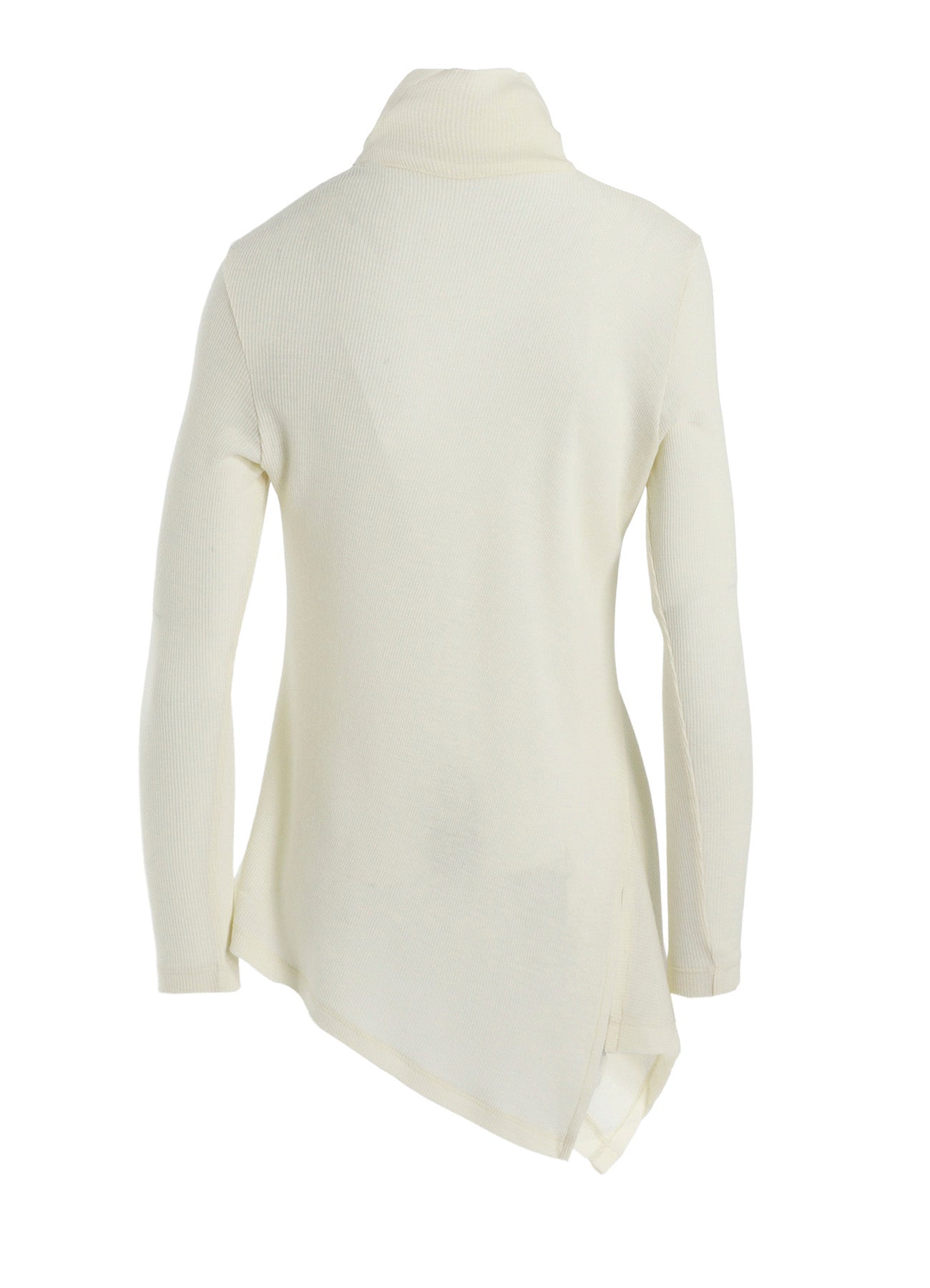 RIB/DENIM COMBINATION FLARE T WITH GATHERS