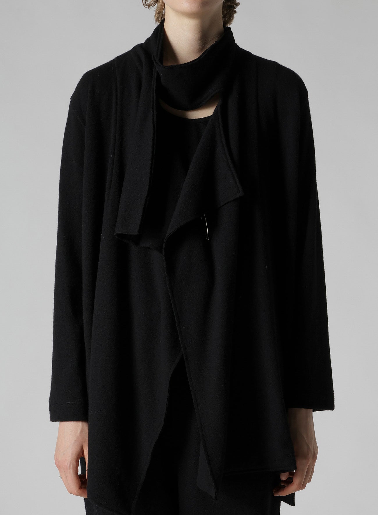 W/NY JERSEY HIGH NECK CARDIGAN