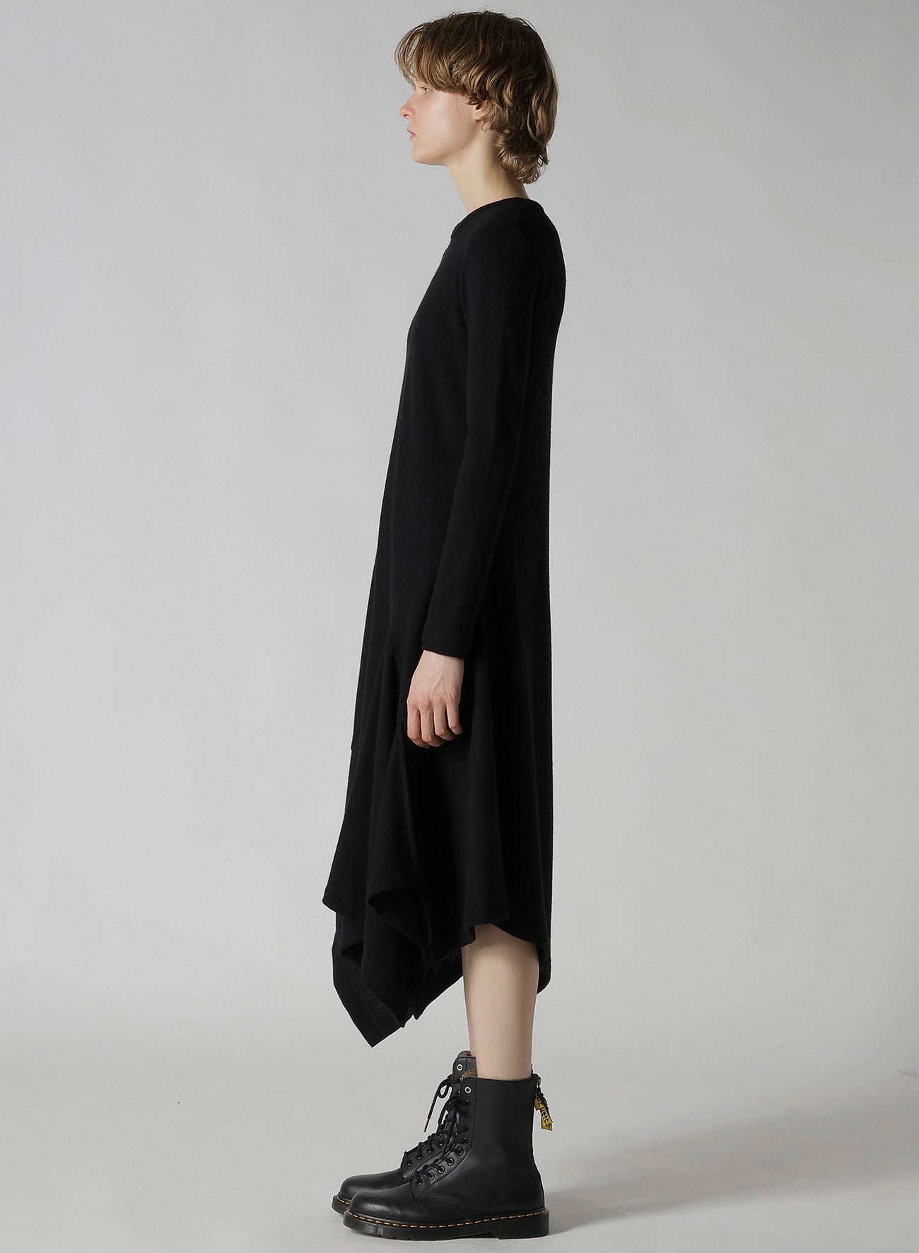 W/NY JERSEY ROUND NECK FLARE DRESS