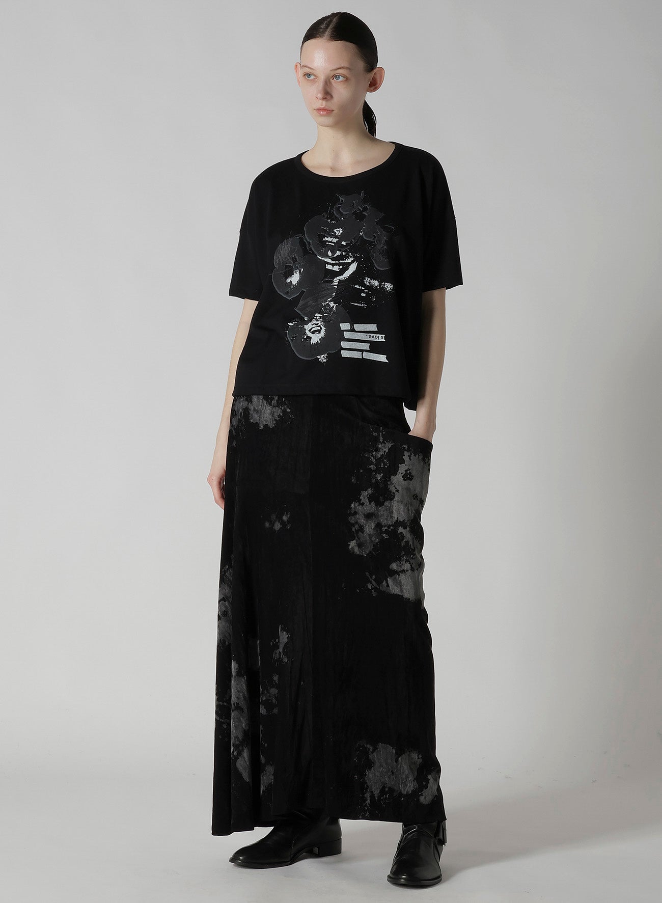 FLOWER PRINT HALF SLEEVE T