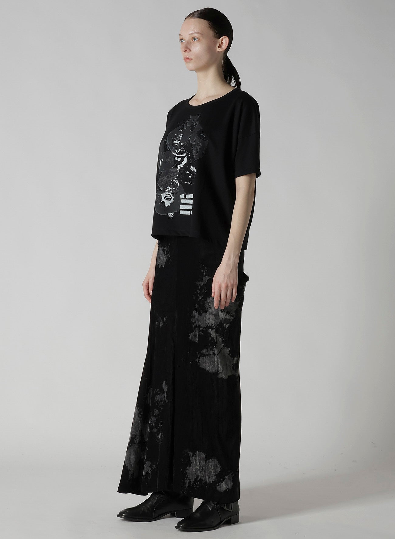 FLOWER PRINT HALF SLEEVE T