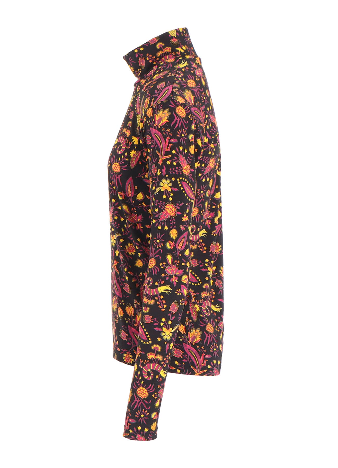 FLOWER PRINT PE JERSEY HIGH NECK T