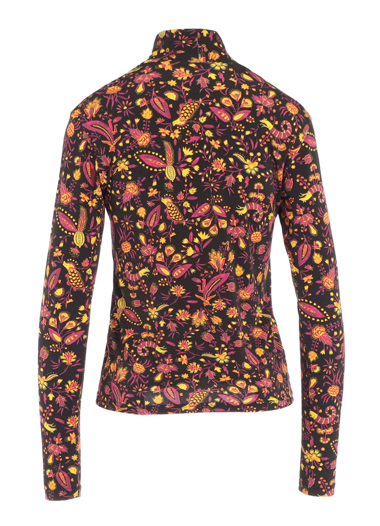 FLOWER PRINT PE JERSEY HIGH NECK T