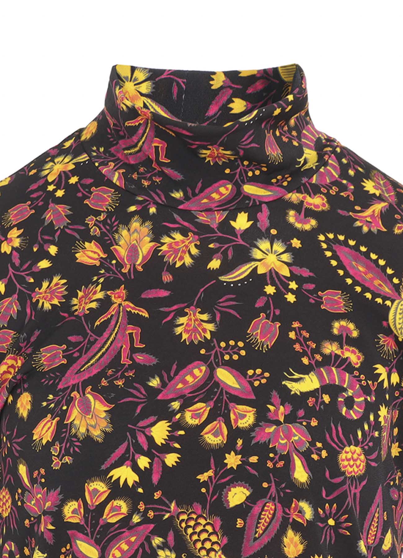 FLOWER PRINT PE JERSEY HIGH NECK T