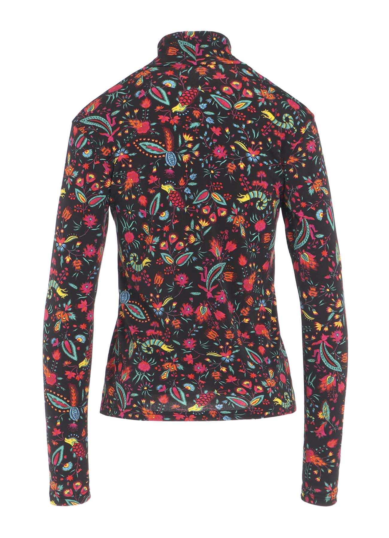 FLOWER PRINT PE JERSEY HIGH NECK T