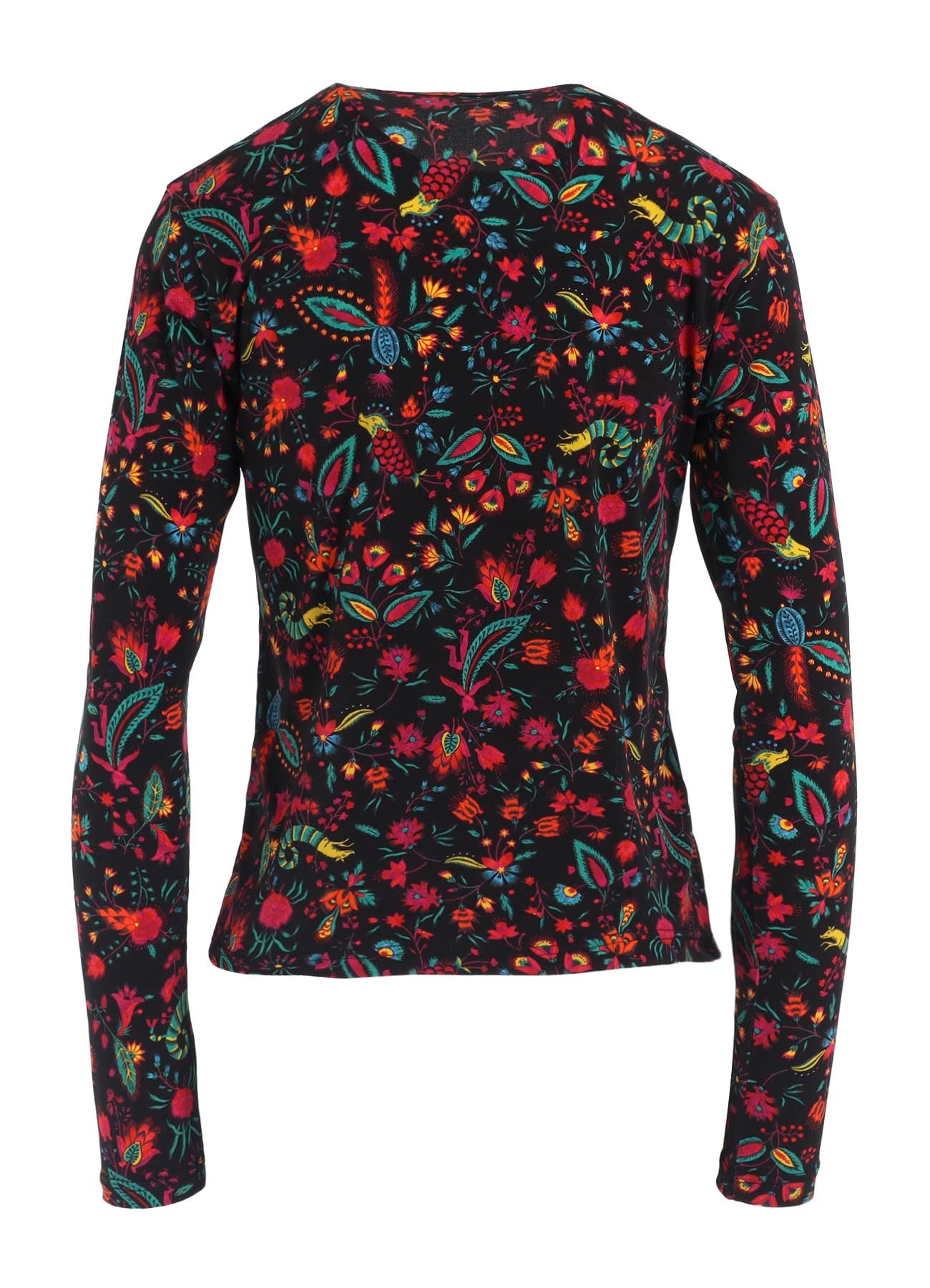 FLOWER PRINT PE JERSEY U-NECK T