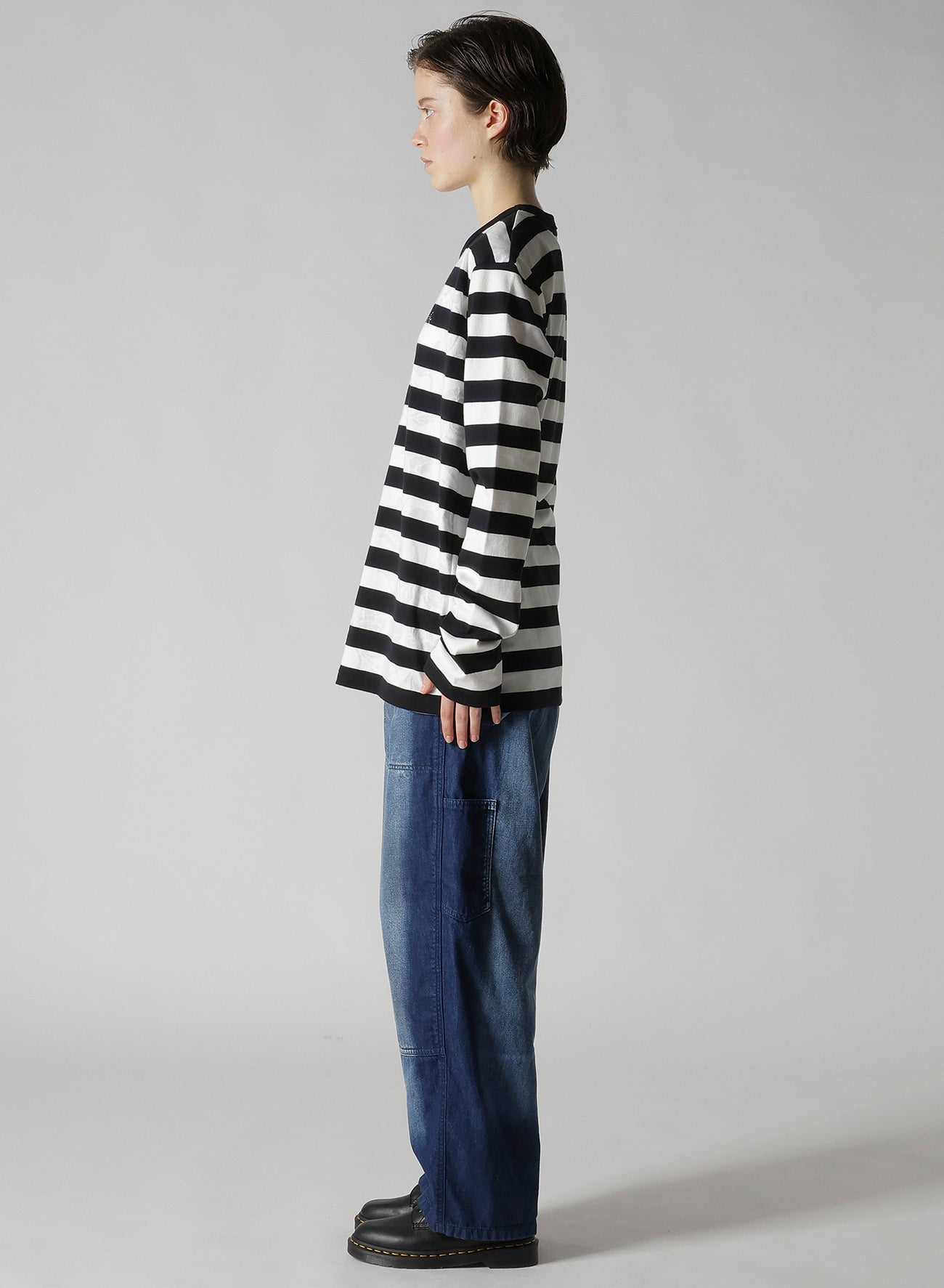 FLOWER PRINT/STRIPE Y'S STITCH LONG SLEEVE T