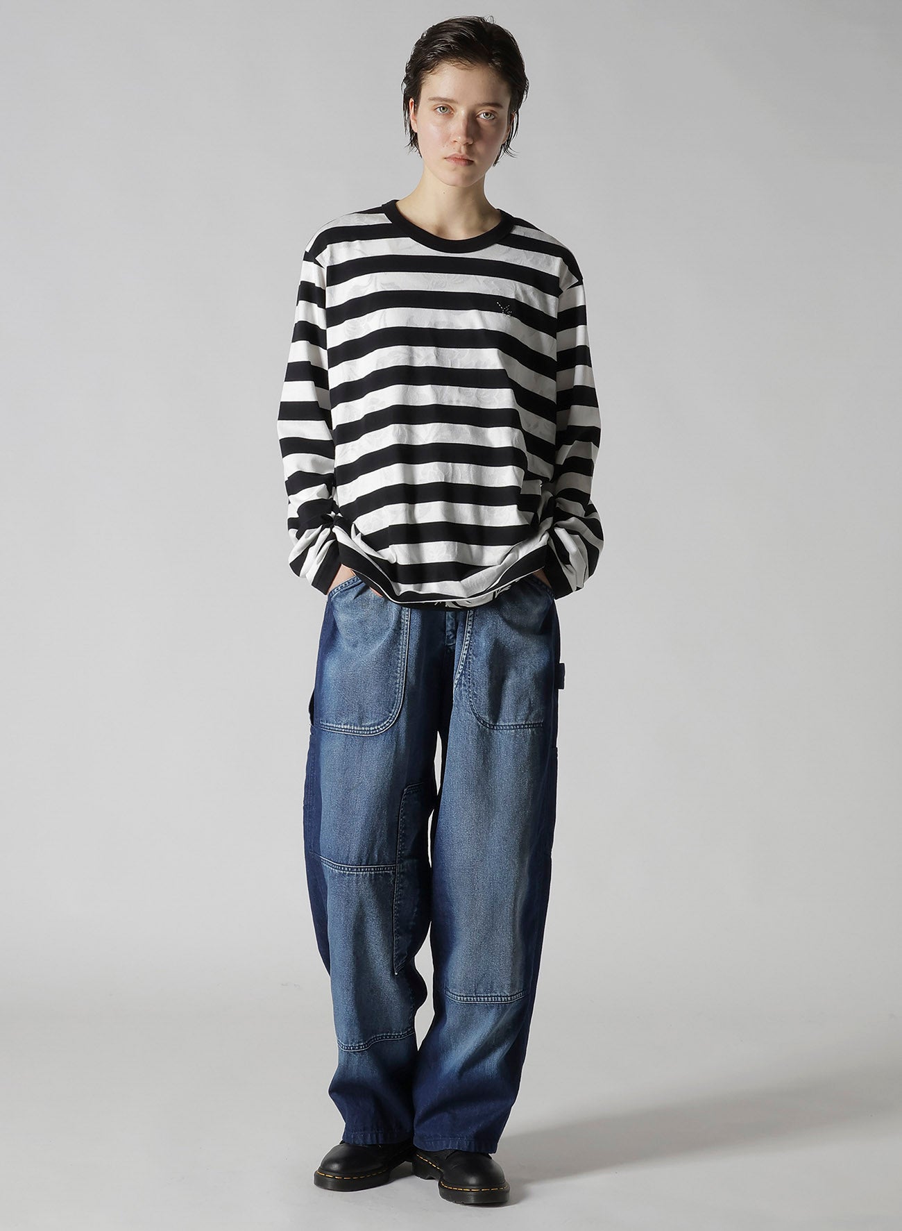 FLOWER PRINT/STRIPE Y'S STITCH LONG SLEEVE T