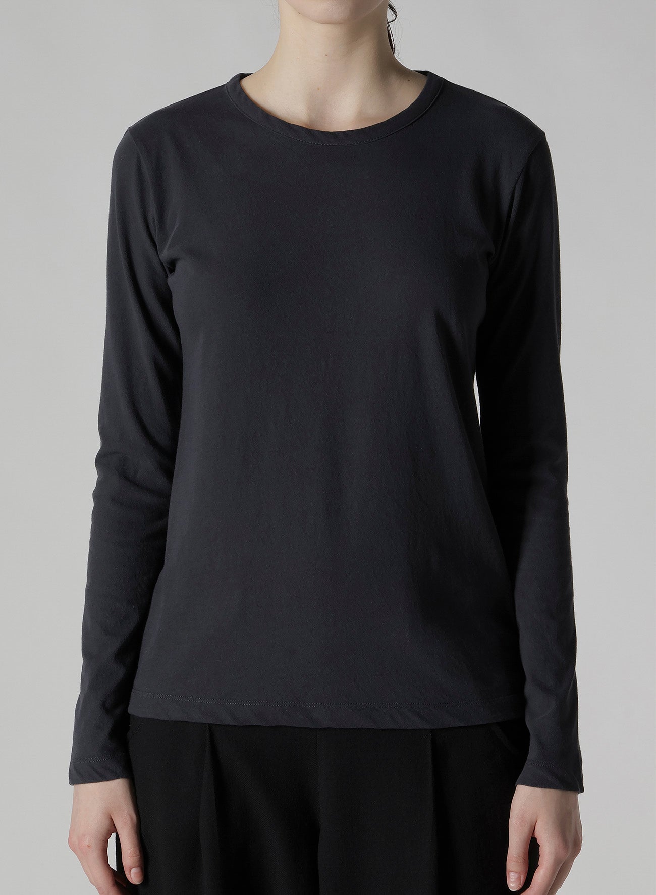 HARD-TWISTED JERSEY ROUND NECK LONG SLEEVE T