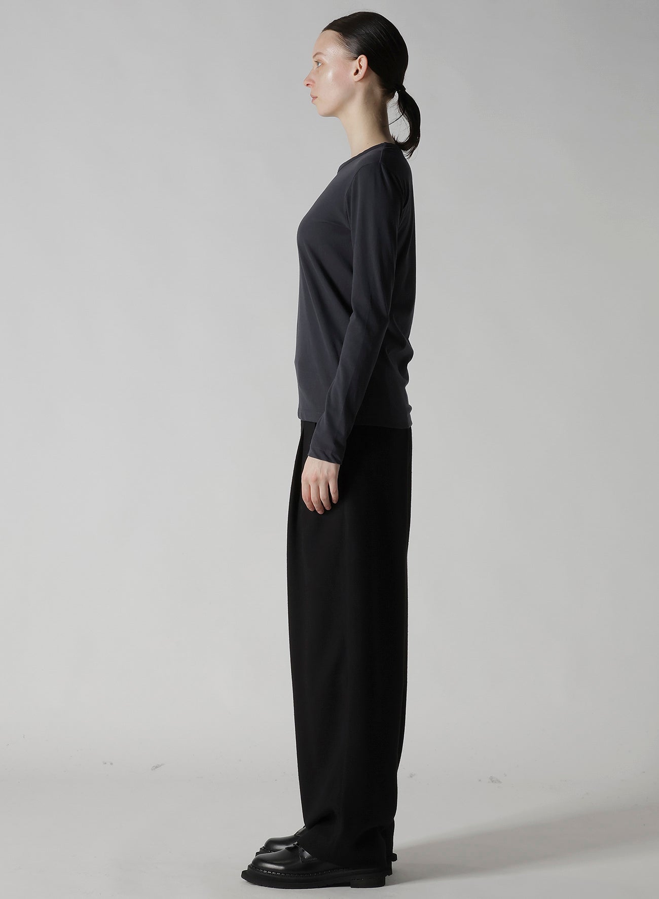 HARD-TWISTED JERSEY ROUND NECK LONG SLEEVE T