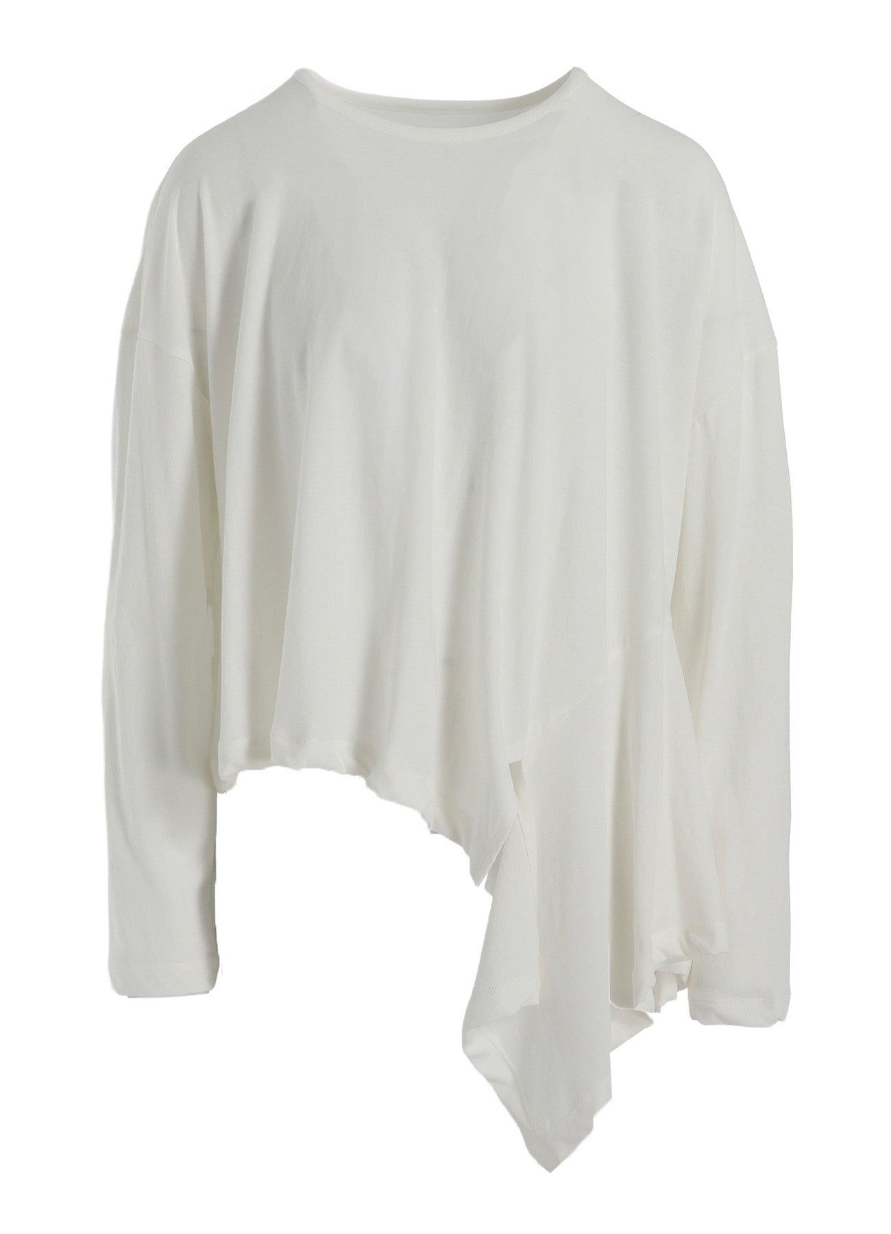 HARD-TWISTED JERSEY ASYMMETRIC ROUND NECK T