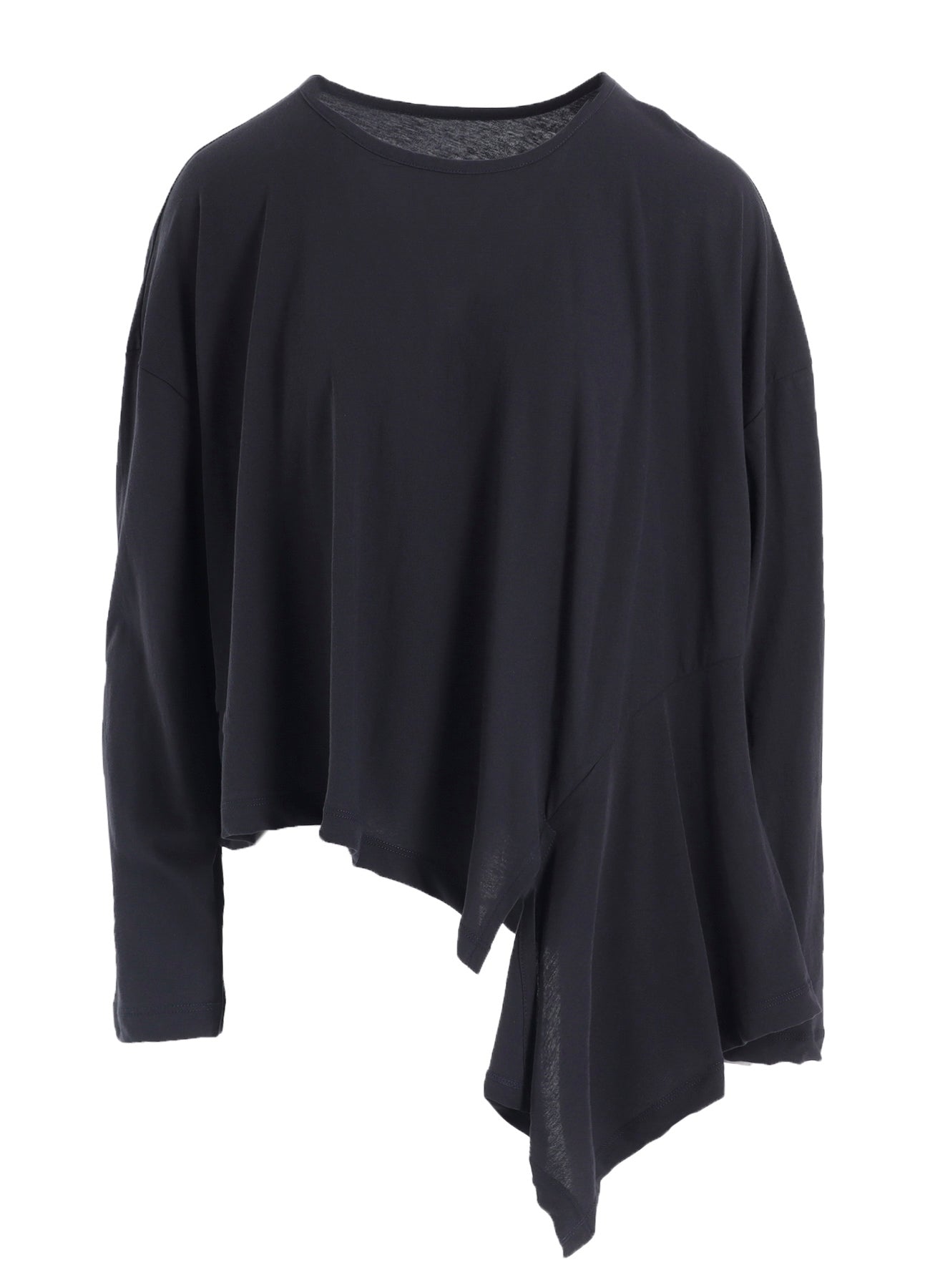 HARD-TWISTED JERSEY ASYMMETRIC ROUND NECK T