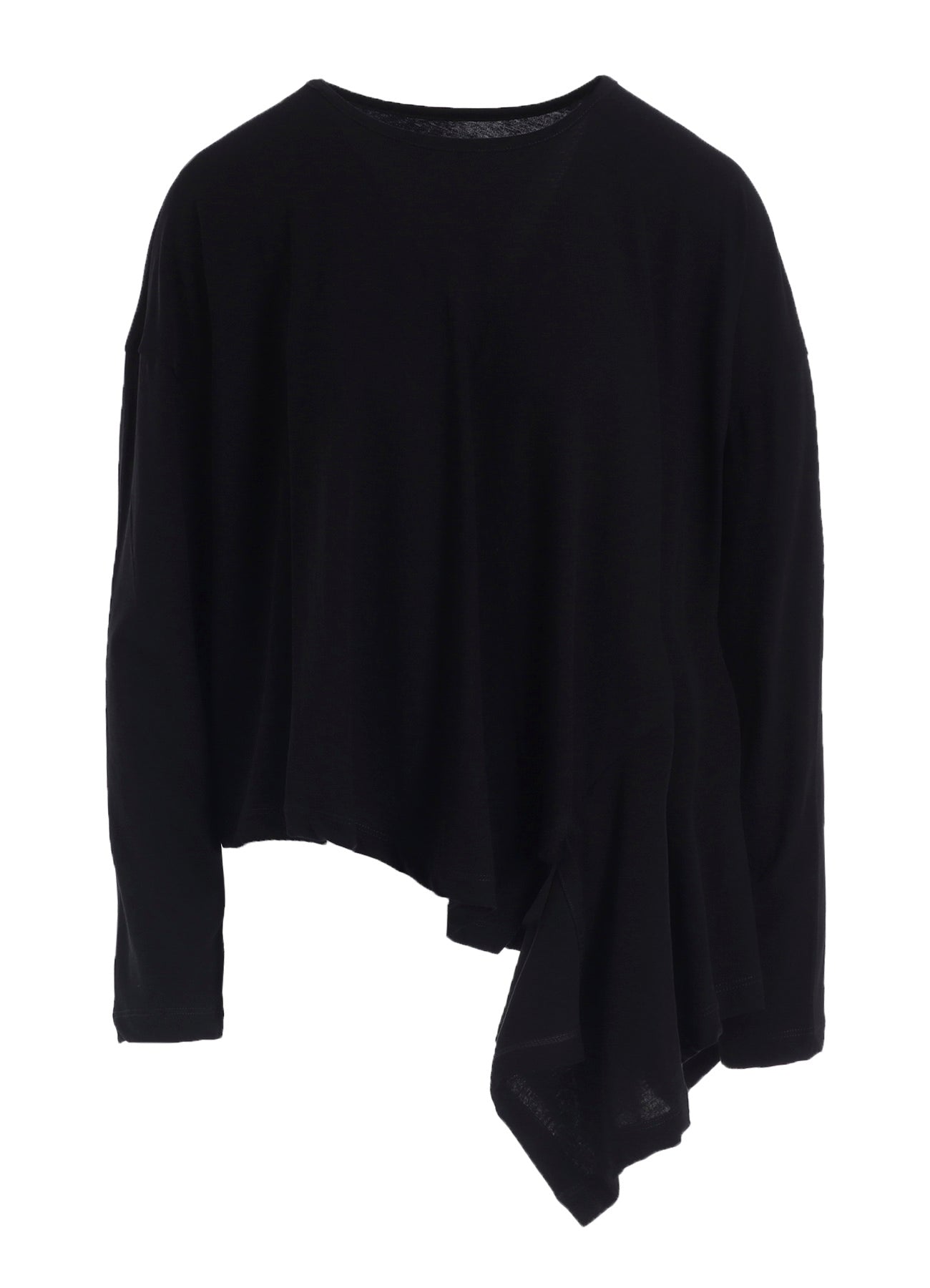 HARD-TWISTED JERSEY ASYMMETRIC ROUND NECK T