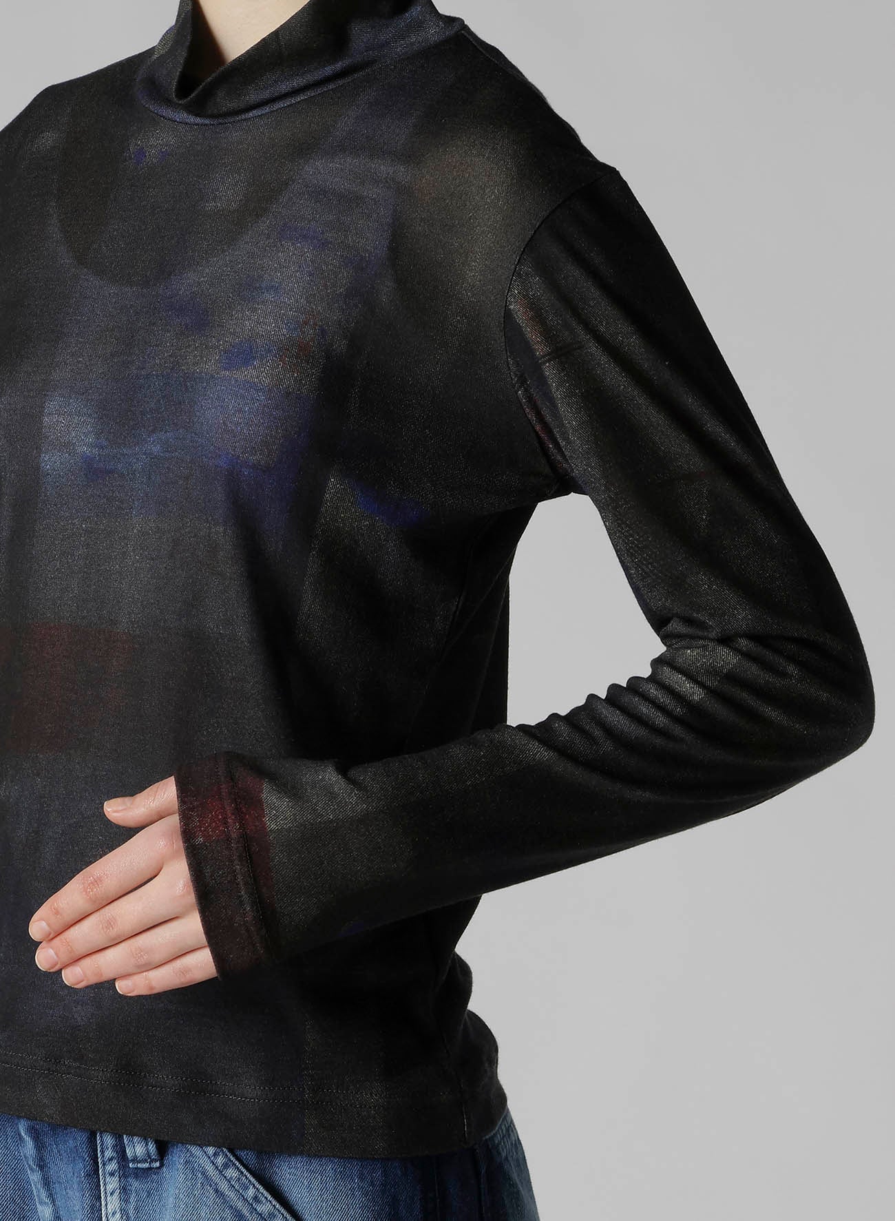 LYOCELL SMOOTH HIGH NECK SLEEVE T