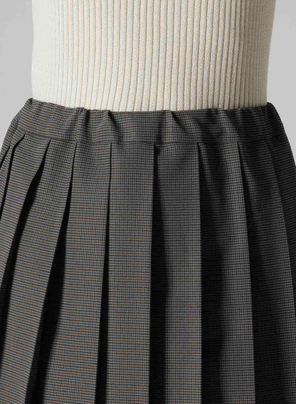 LENO CLOTH HOUNDSTOOTH PLETED SKIRT