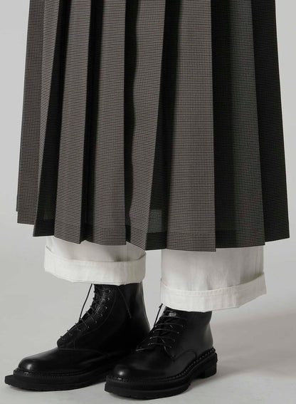 LENO CLOTH HOUNDSTOOTH PLETED SKIRT