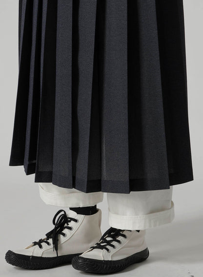 LENO CLOTH HOUNDSTOOTH PLETED APRON SKIRT