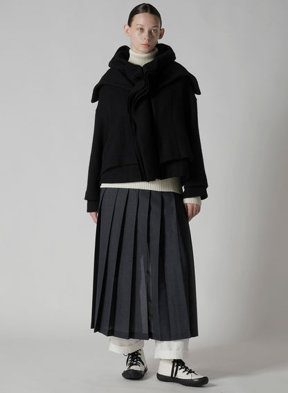 LENO CLOTH HOUNDSTOOTH PLETED APRON SKIRT