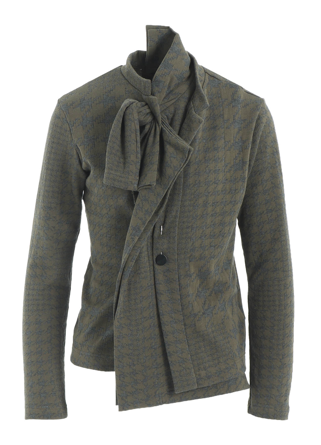 HOUNDSTOOTH UNBALANCED RIBBON CARDIGAN