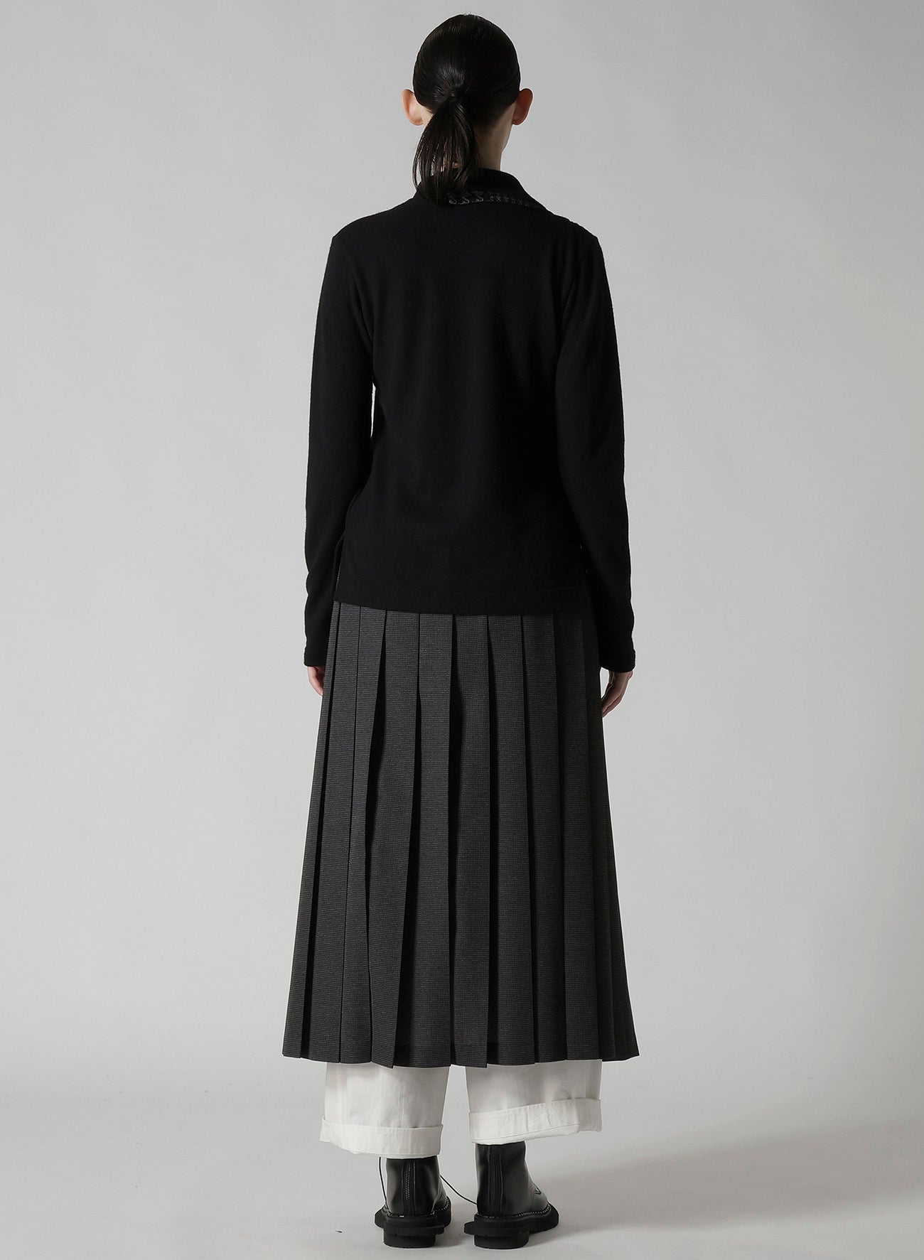 W/NY JERSEY UNBALANCED COLLAR CARDIGAN