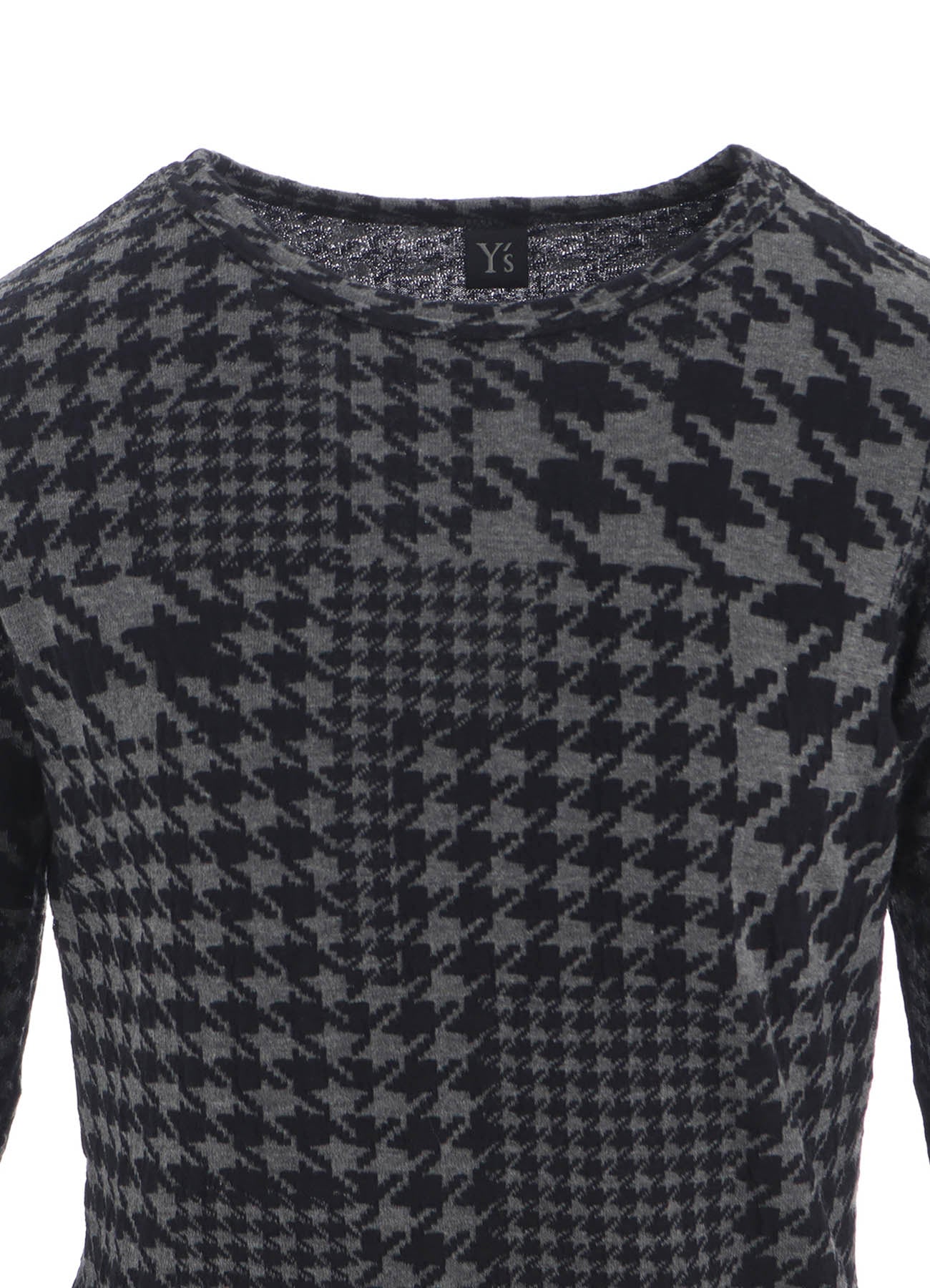 HOUNDSTOOTH UNBALANCED LONG SLEEVE T