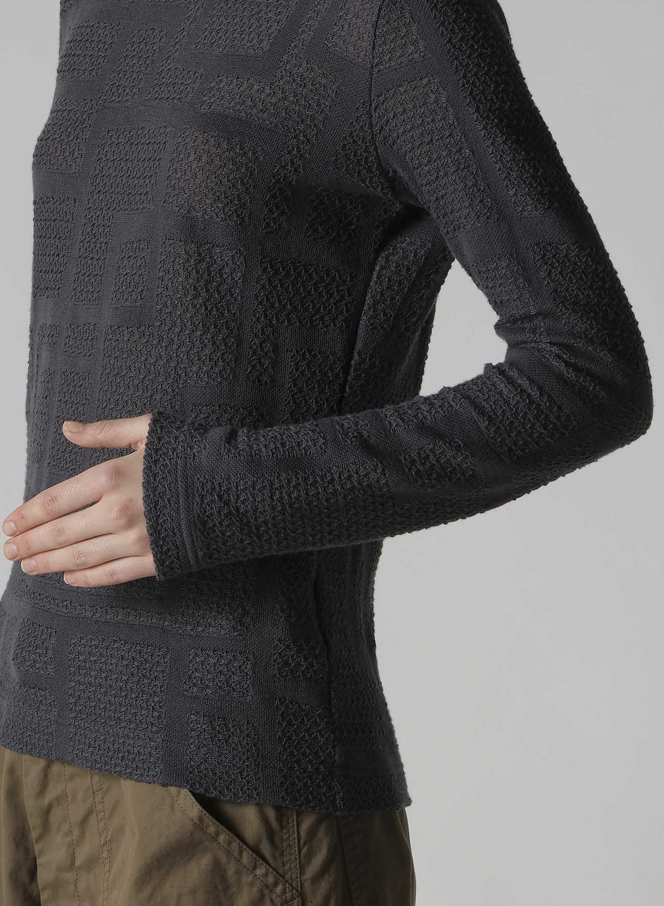 GEOMETRIC SHEER JQ ROUND NECK LONG SLEEVE T