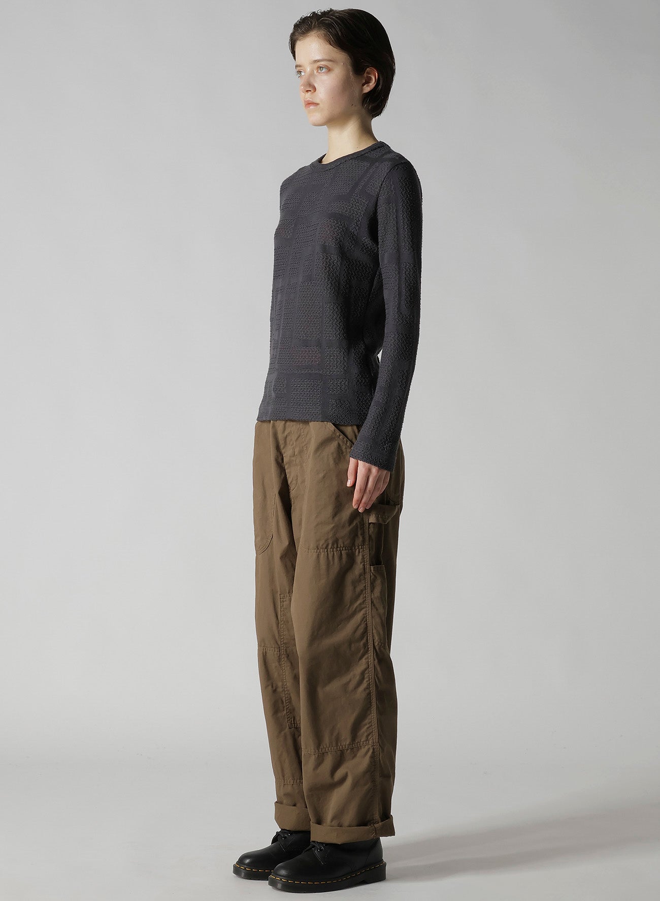 GEOMETRIC SHEER JQ ROUND NECK LONG SLEEVE T