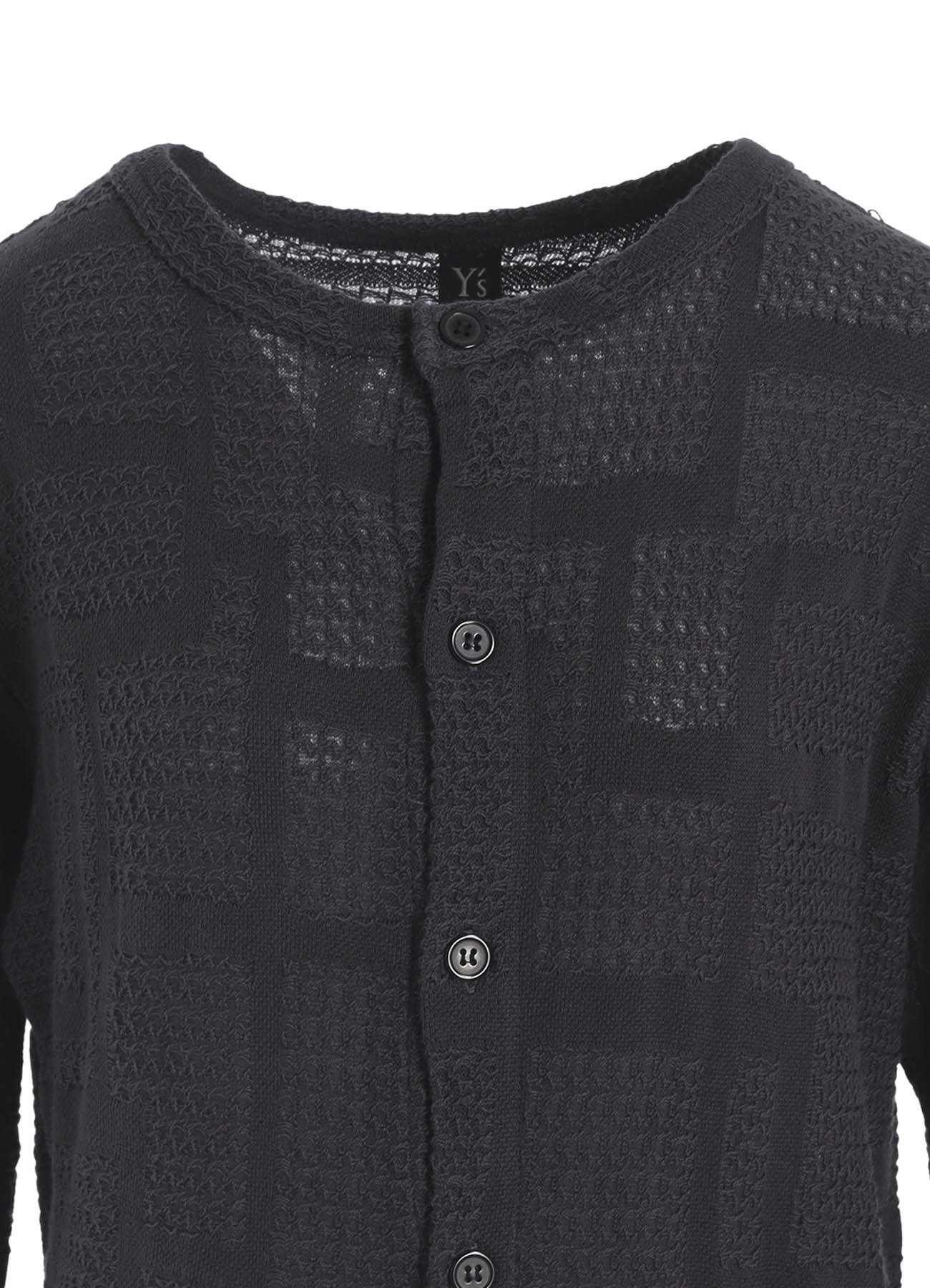GEOMETRIC SHEER JQ ROUND NECK LONG CARDIGAN