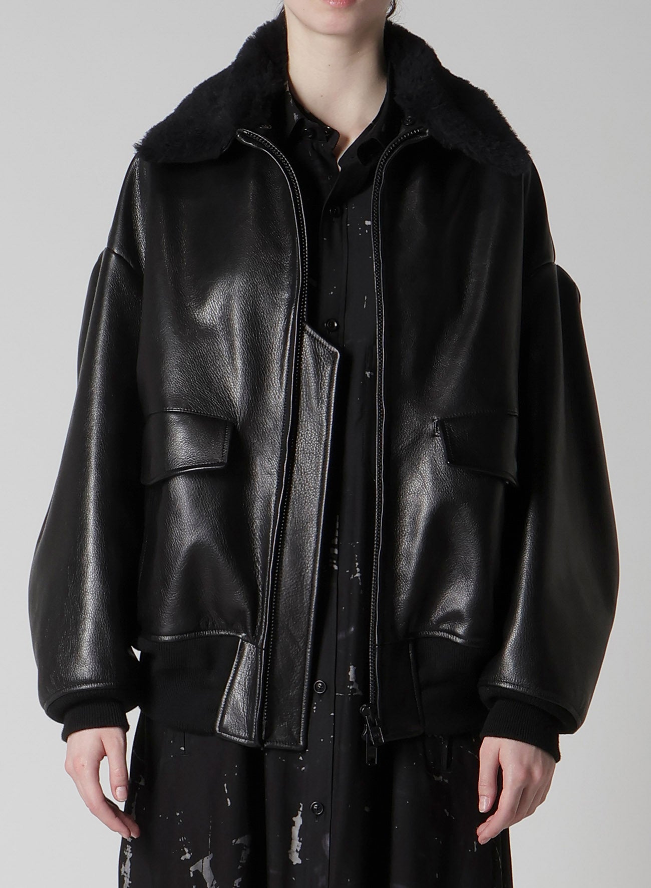 COW LEATER BLOUSON