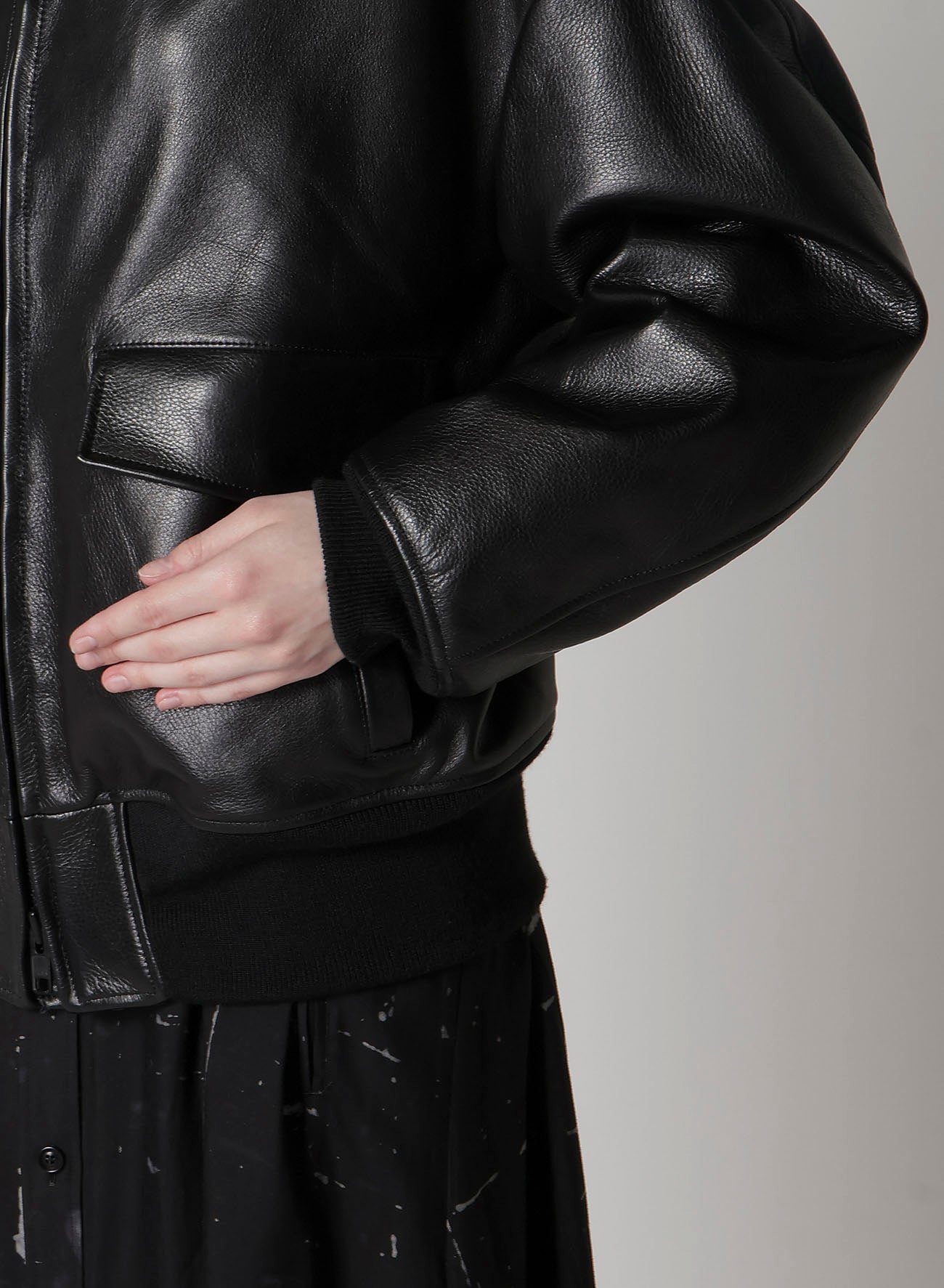 COW LEATER BLOUSON