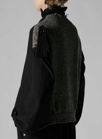 BIG HERRINGBONE COLLAR LESS BLOUSON