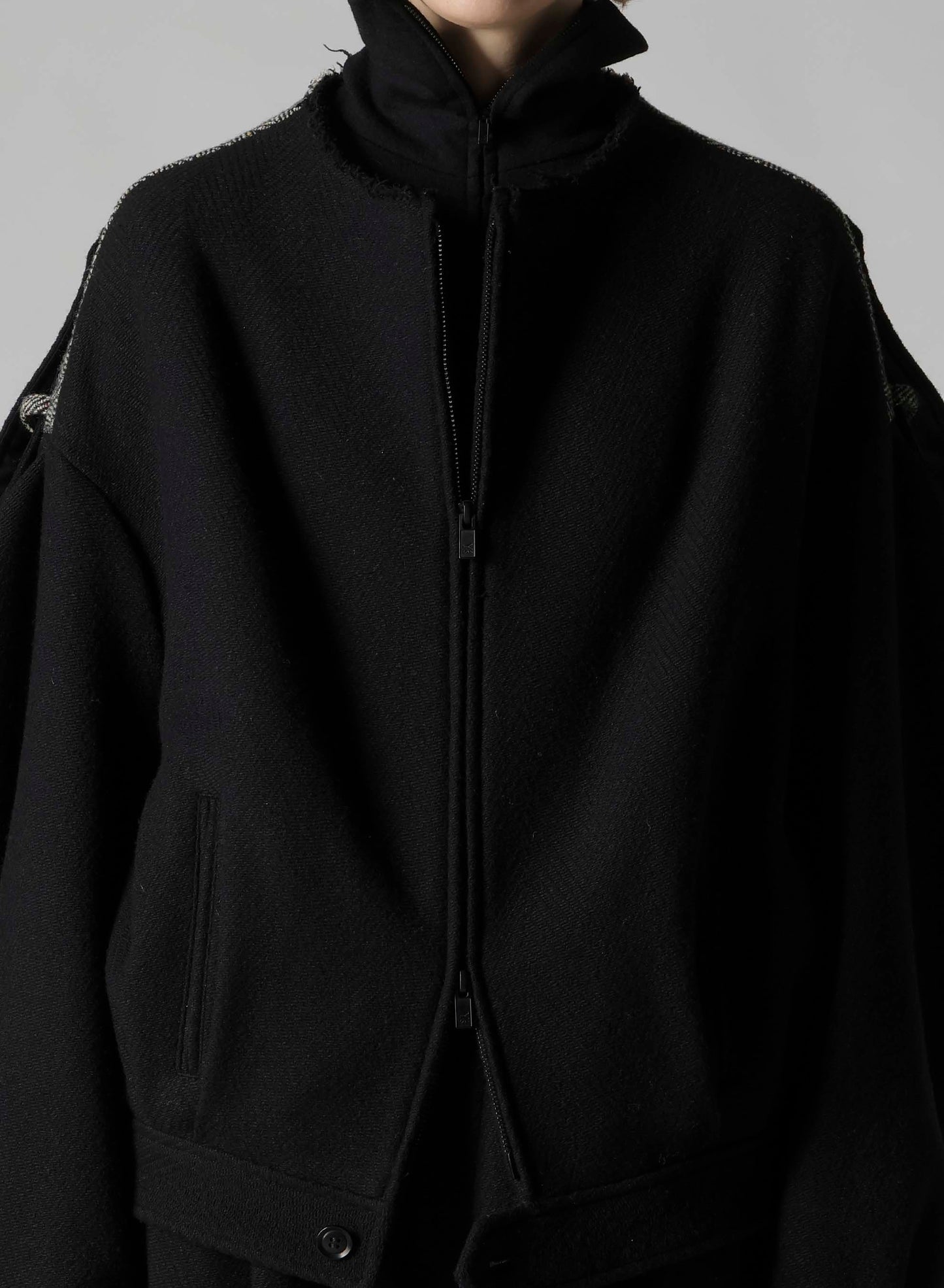 BIG HERRINGBONE COLLAR LESS BLOUSON