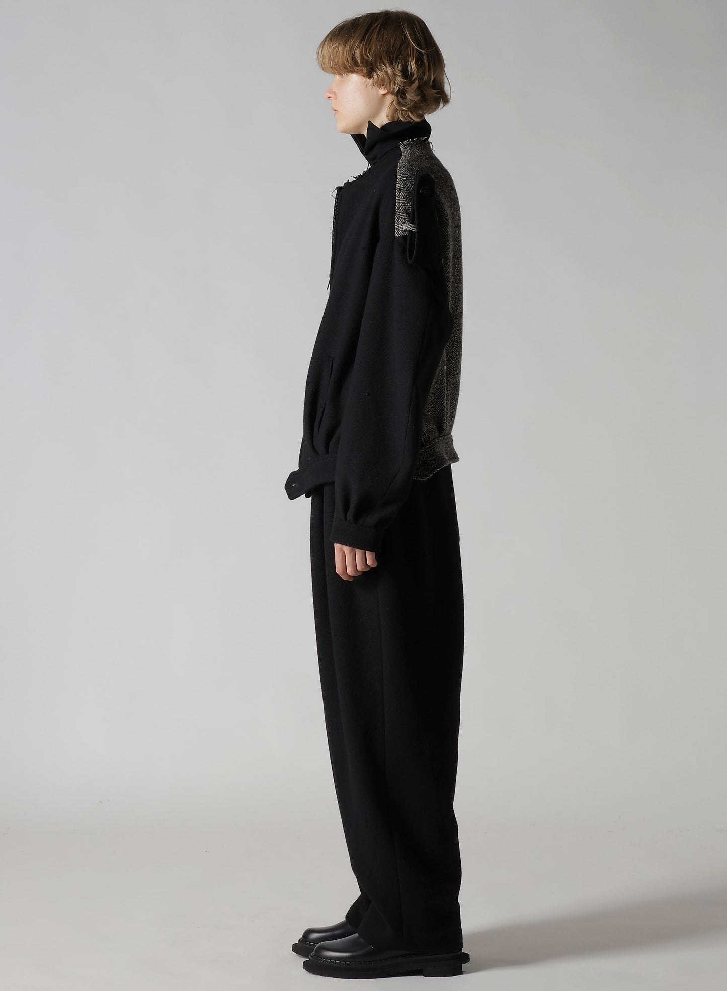 BIG HERRINGBONE COLLAR LESS BLOUSON