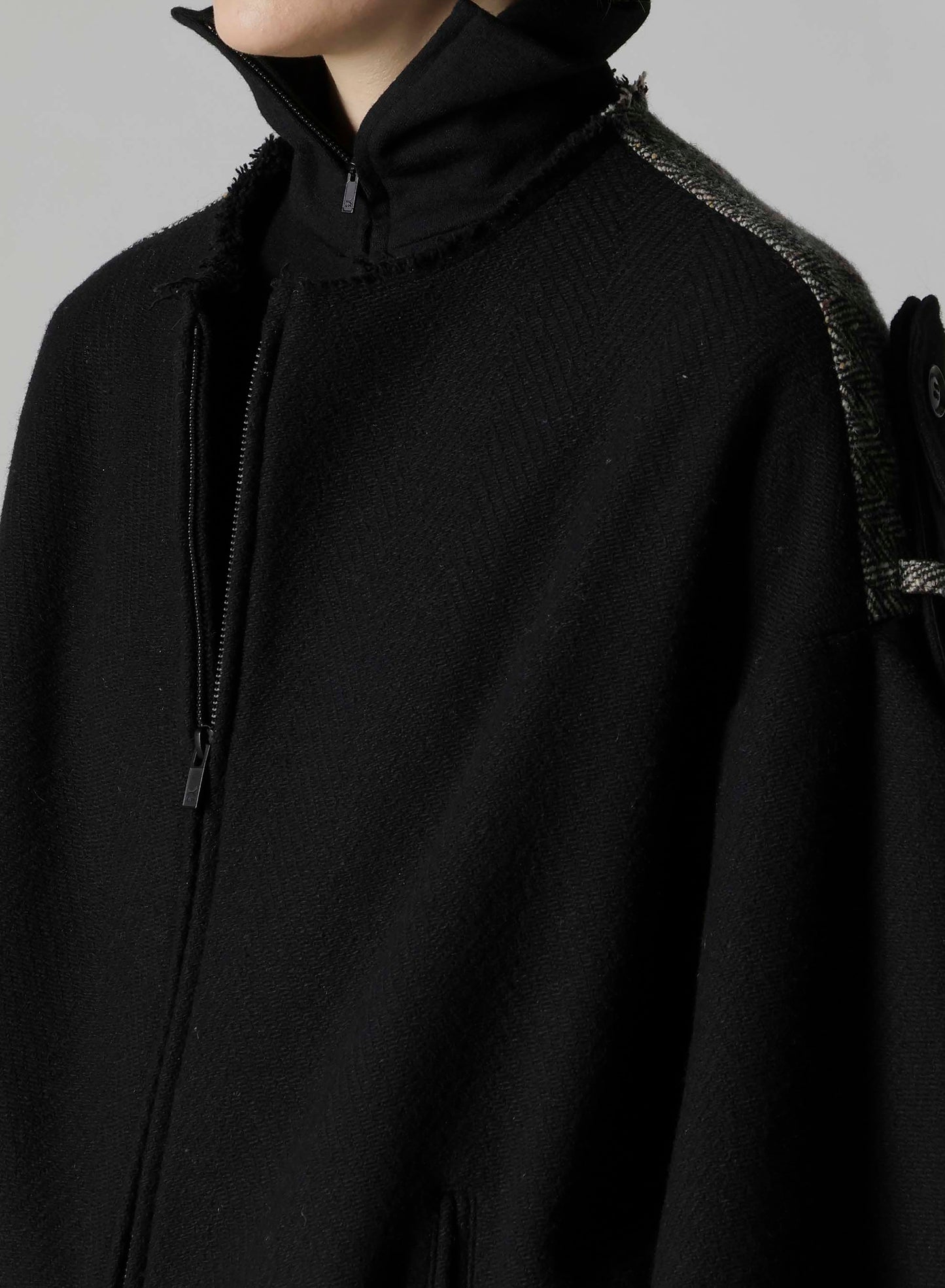 BIG HERRINGBONE COLLAR LESS BLOUSON