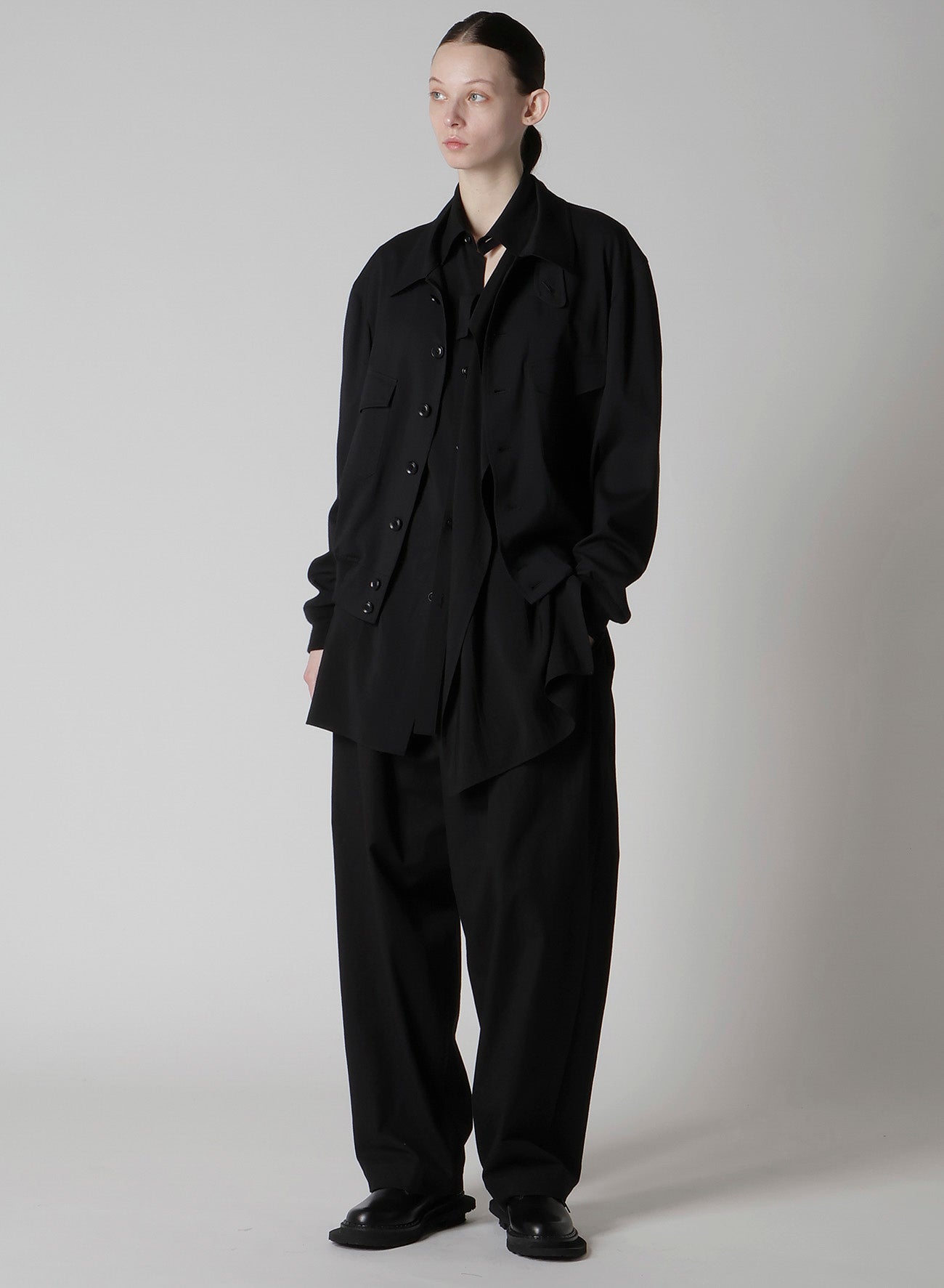 WOOL BREND TWILL SHIRT COLLAR BLOUSON