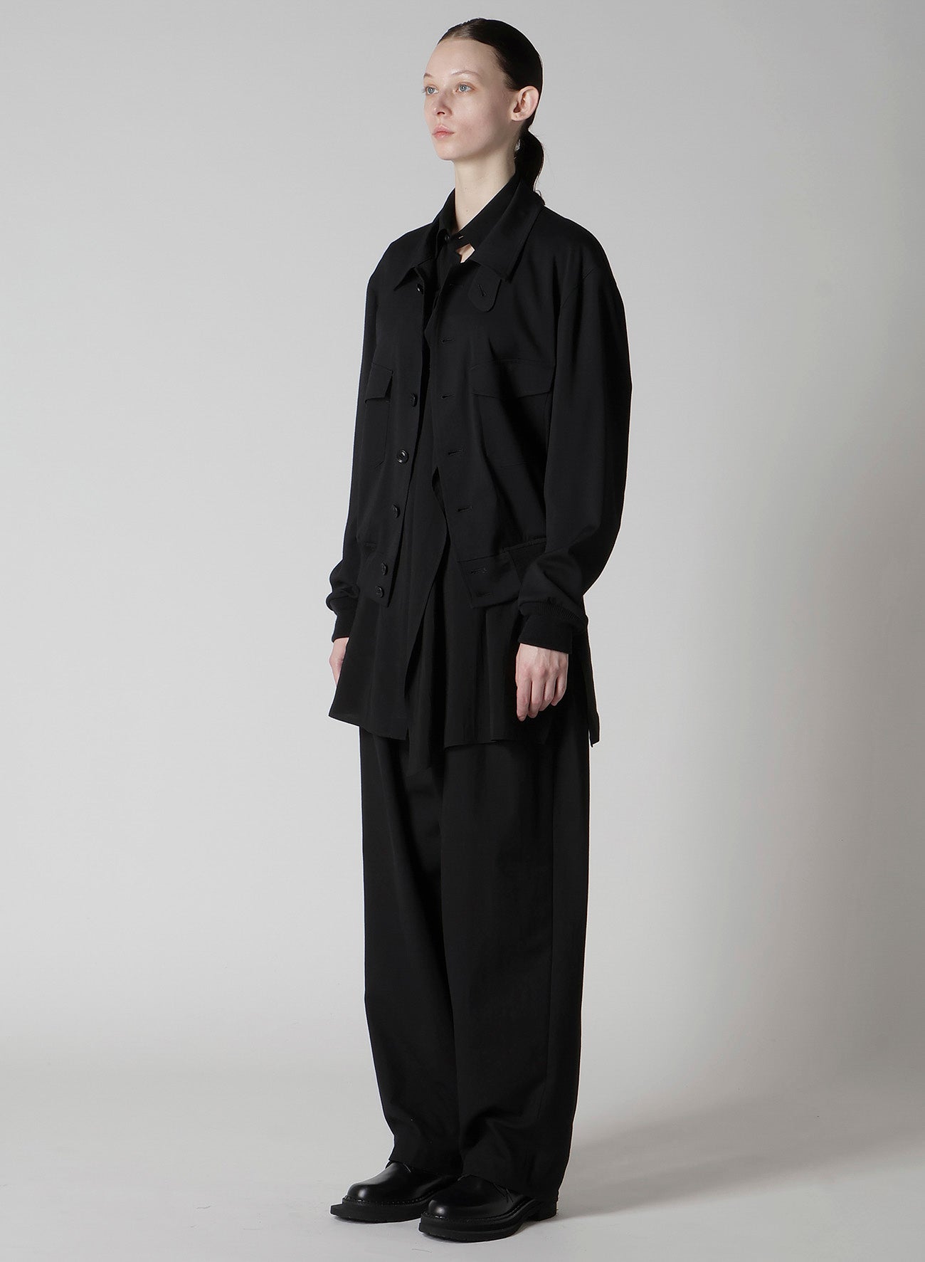 WOOL BREND TWILL SHIRT COLLAR BLOUSON