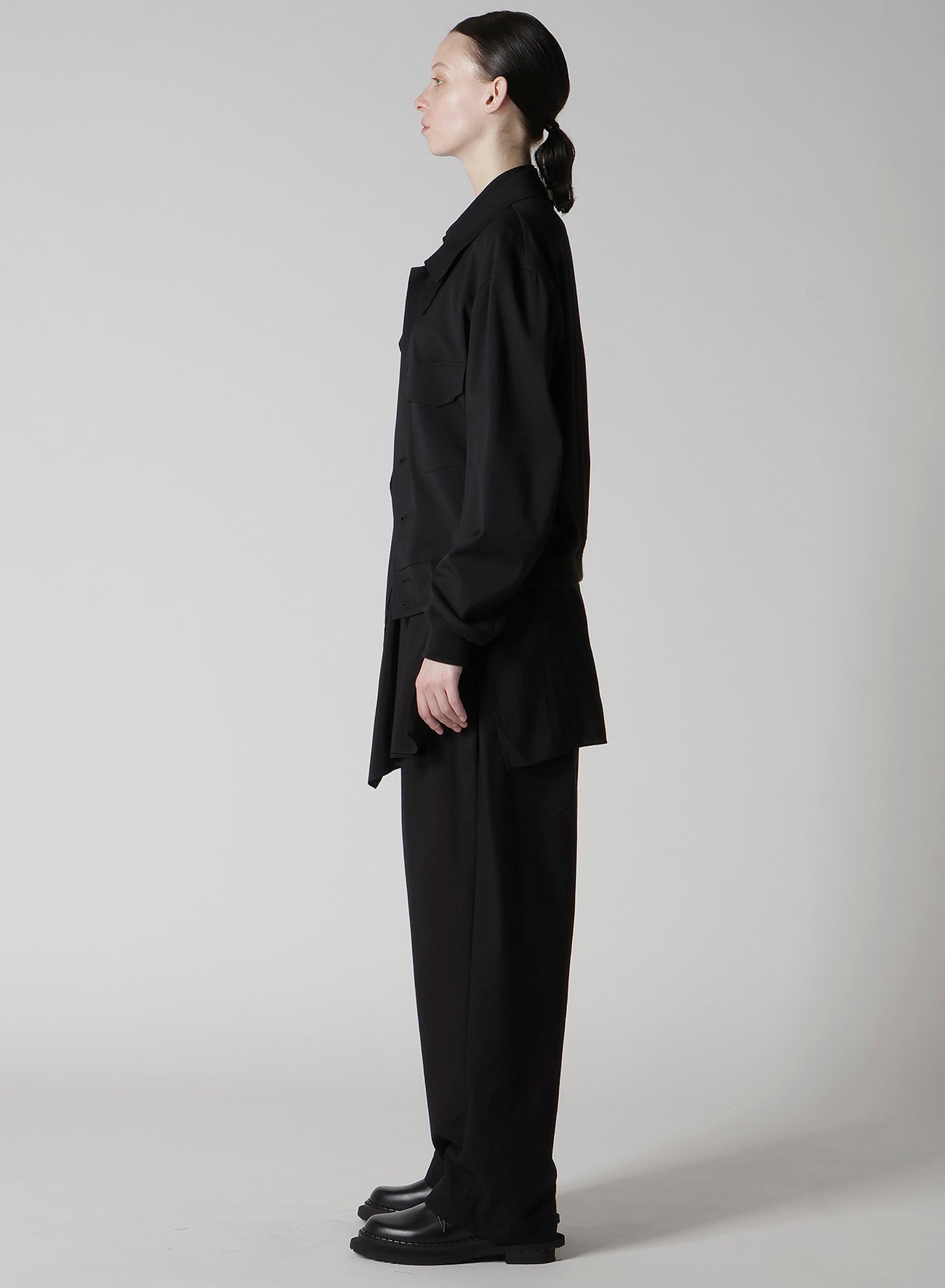 WOOL BREND TWILL SHIRT COLLAR BLOUSON