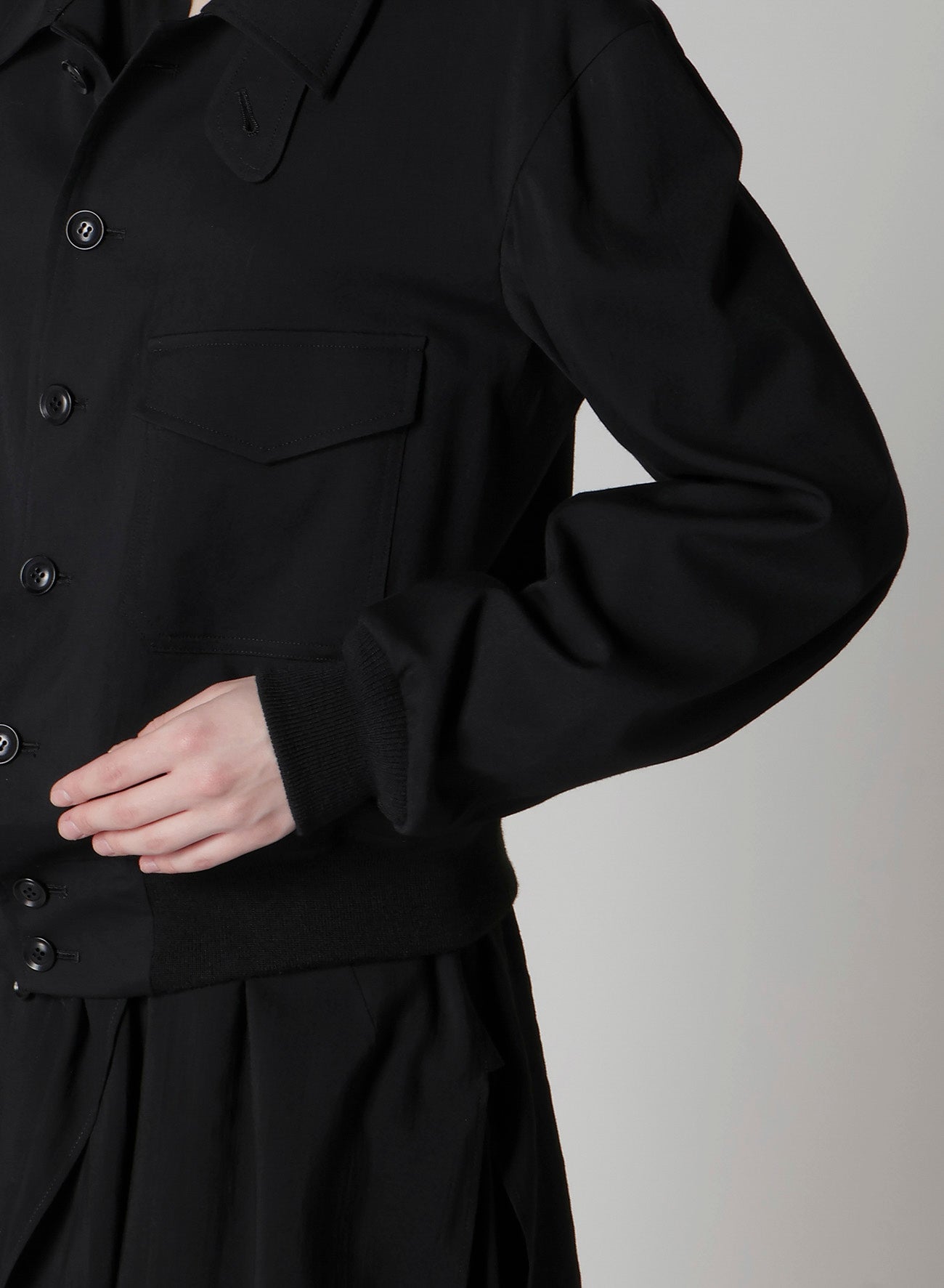 WOOL BREND TWILL SHIRT COLLAR BLOUSON