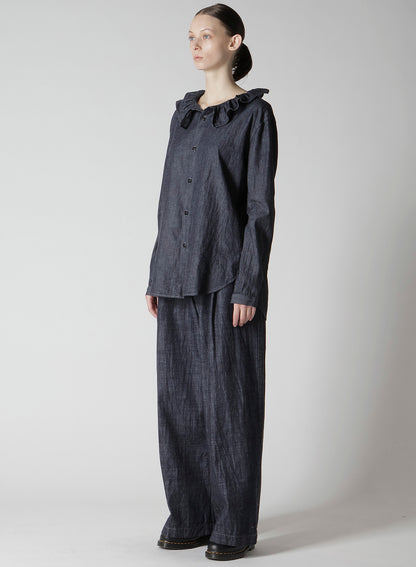 6OZ GATHER COLLAR DENIM SHIRT