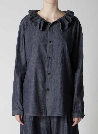 6OZ GATHER COLLAR DENIM SHIRT