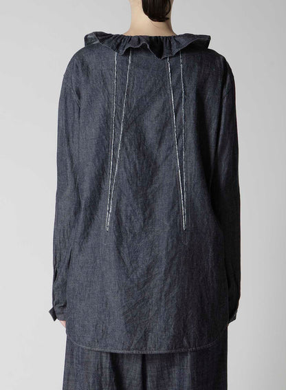 6OZ GATHER COLLAR DENIM SHIRT