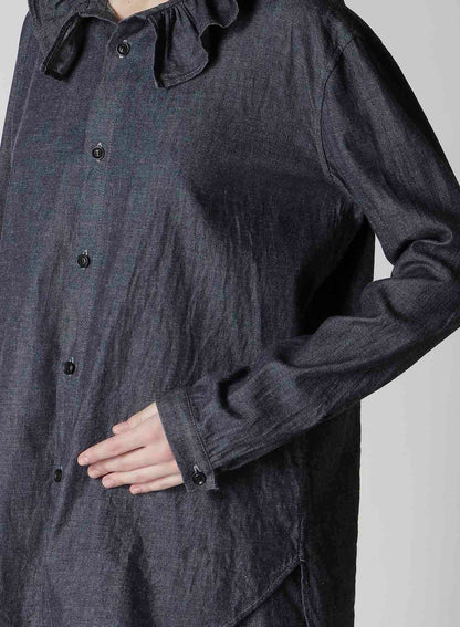 6OZ GATHER COLLAR DENIM SHIRT