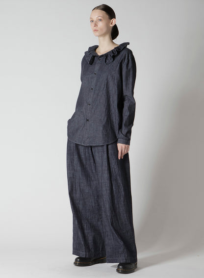 6OZ GATHER COLLAR DENIM SHIRT