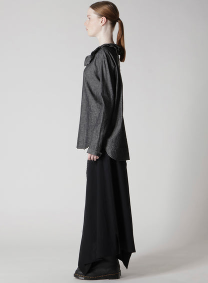 6OZ GATHER COLLAR DENIM SHIRT