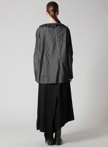 6OZ GATHER COLLAR DENIM SHIRT