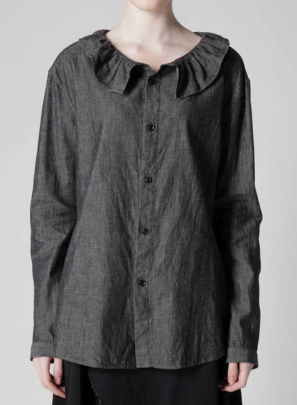 6OZ GATHER COLLAR DENIM SHIRT