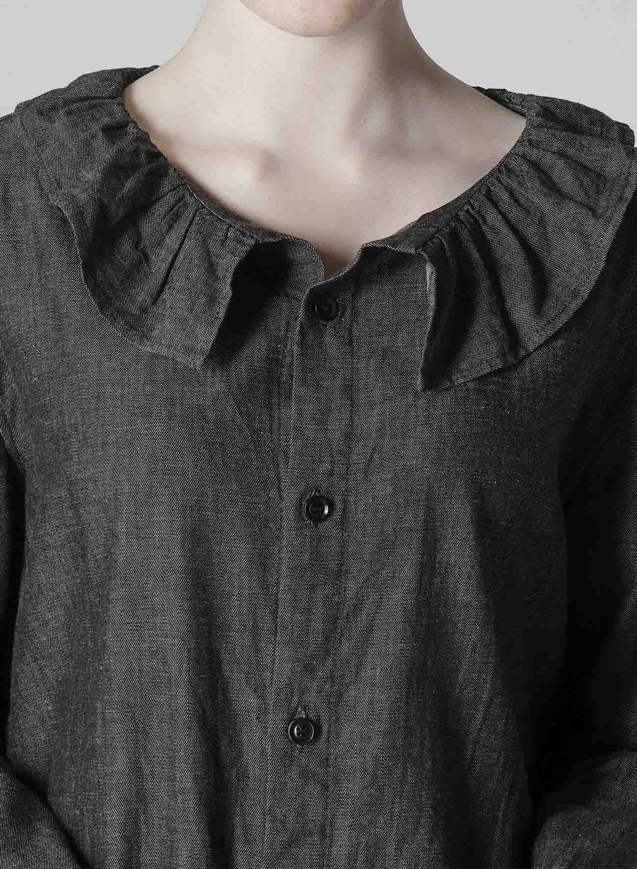 6OZ GATHER COLLAR DENIM SHIRT