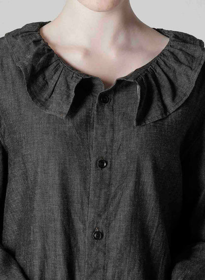 6OZ GATHER COLLAR DENIM SHIRT